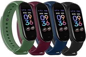 WANME 4 PACK Bands for Amazfit Band 5 Replacement Strap, Soft Silicone Sport Strap Wristband Compatible with Amazfit Band 5 Watchband Accessories