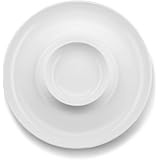 KooK Chip & Dip Ceramic Serving Dish Bowl, White, Perfect for Superbowl Parties - 13 Inch