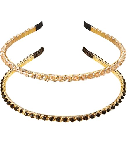 Black Headband with Gold Chain Accent - Women\'s Hair Accessory Amazon.com : PLwelth Black Headband for Women Girls Gold  main image 3