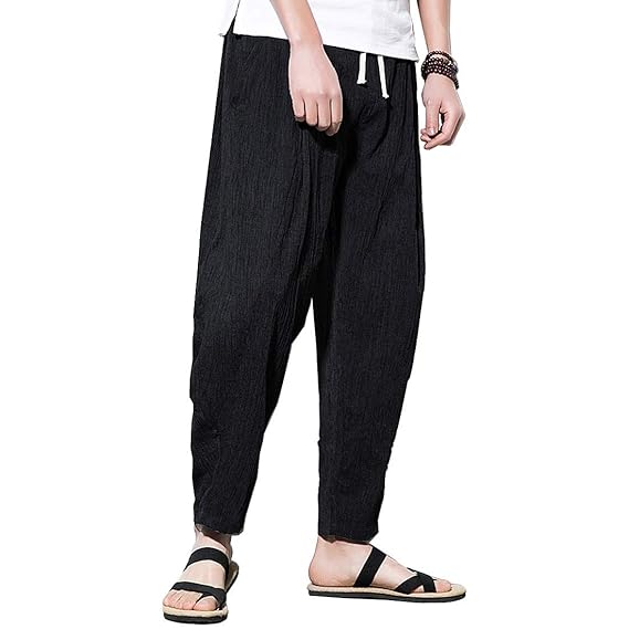 Amazon Co Jp ズボン メンズ ワイドパンツ 無地 サルエルパンツ