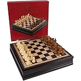 Kavi Inlaid Wood Chess Board Game with Weighted Wooden Pieces, Large 18 x 18 Inch Set