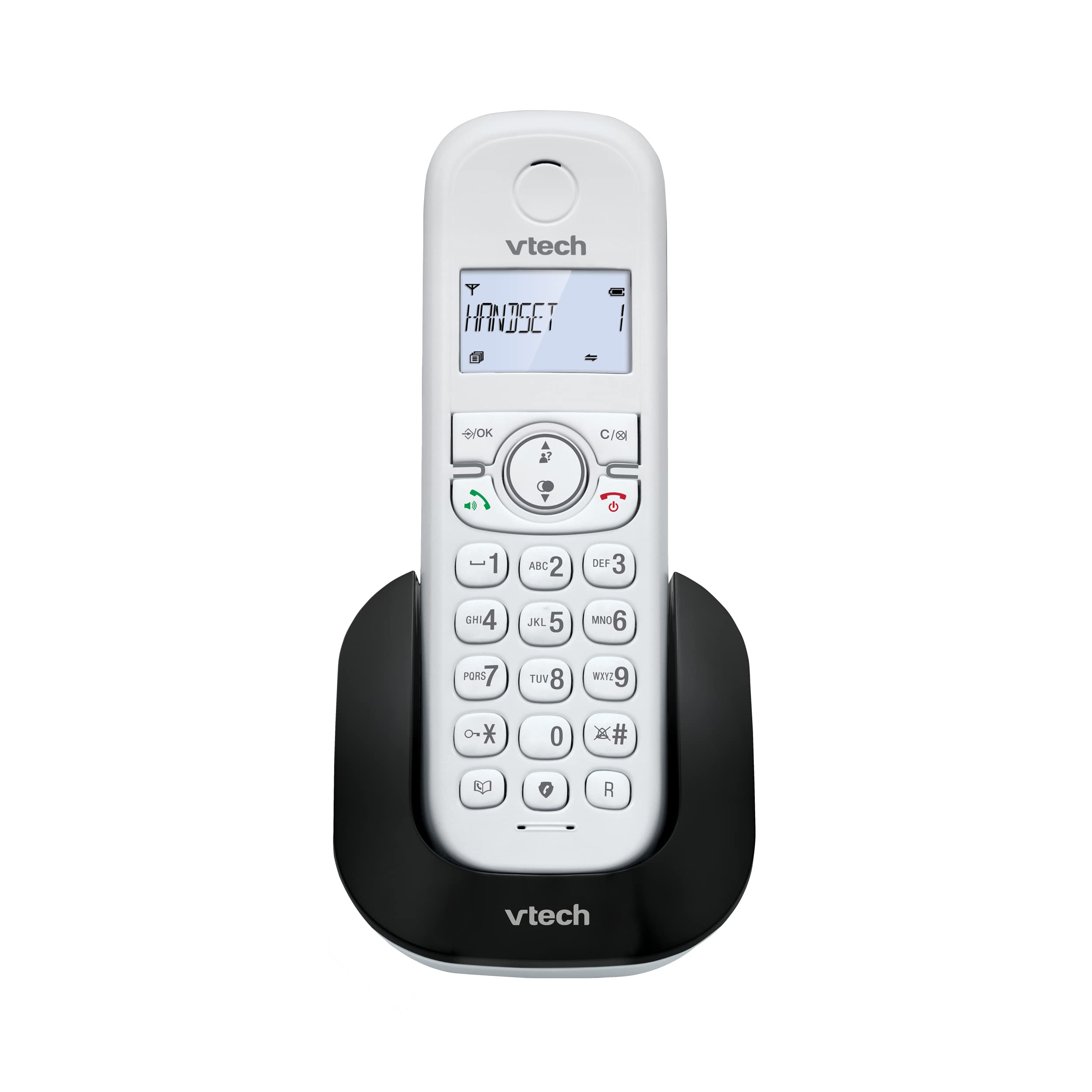 VTech CS1500 DECT Cordless Phone with Call Block, 1 Handset, Landline House Phones, White, Caller ID/Call Waiting, Redial, Handsfree, illuminated Display and Keypad