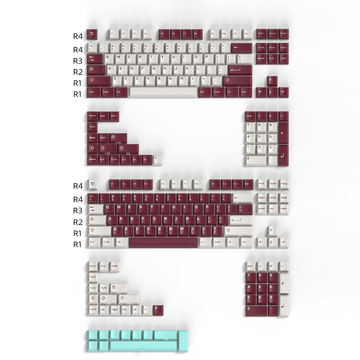 253 Keys Doubleshot Cherry Profile Yuru Keycaps Custom Keyboard Keycap Set for 60% 65% 70% 75% Cherry Gateron MX Switches Mechanical Keyboards