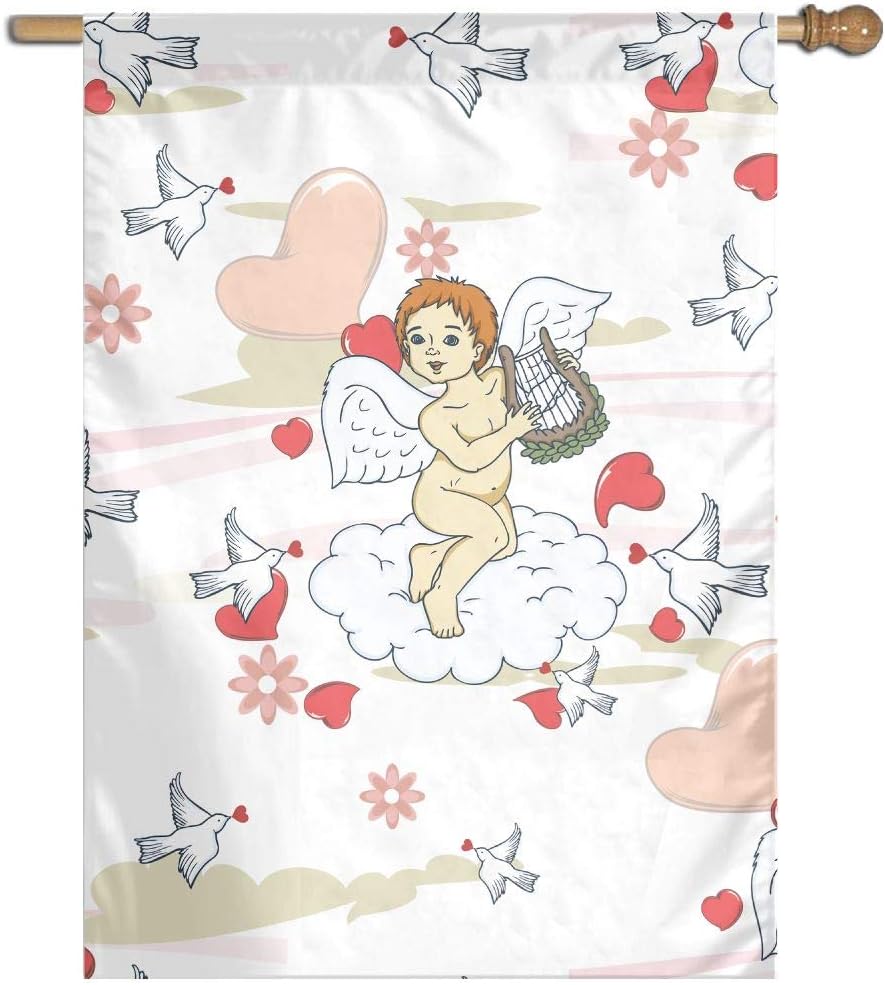 Garden Flag Cupid Painting Lawn Banner Outdoor Yard Home Flag Wall Decoration Flag 27" X 37"