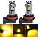 Fulanmi H11 H8 3000K Golden Yellow LED Fog Light Bulbs, Pack of 2 | 2000Lms Super Bright Real 360 Illumination LED Bulbs Replacement, Non-Polarity, Plug&amp;Play