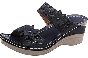 GENERIC Ladmiple Womens Sandals Dressy Flat Arch Support Orthotic Slides Comfortable Walking Orthopedic Summer Flip Flops Beach Shoes