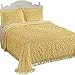 Collections Etc Calista Chenille Lightweight Bedspread with Fringe Border, Yellow, Queen