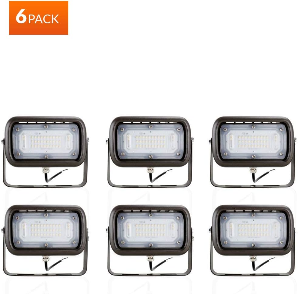 Outdoor LED Wide Flood Light, 30 Watt (200W Equivalent), 3000 Lumens, 5000K (daylight), IP65 Waterproof, 120-277v, UL & DLC – Bracket Mount – 5 Year Warranty