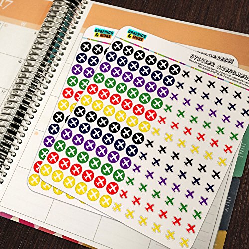 Airplane Flying Travel Dots Planner Calendar Scrapbooking Crafting Stickers - Multi Color - Opaque