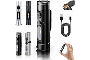 2026 Upgraded Pocket Rechargeable EDC Flashlight: Mini Keychain Light with Fire Starter & Window Breaker, USB-C Rechargeable 