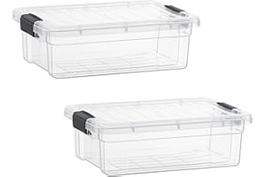 Superio Clear Storage Bins with Lids, Stackable Storage Box with Latches and Handles, Extra Small, 2 Pack 2 Quart