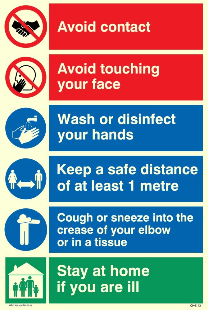 Viking Signs CH6143-A6P-PV Covid 19 multi sign - 1 metre