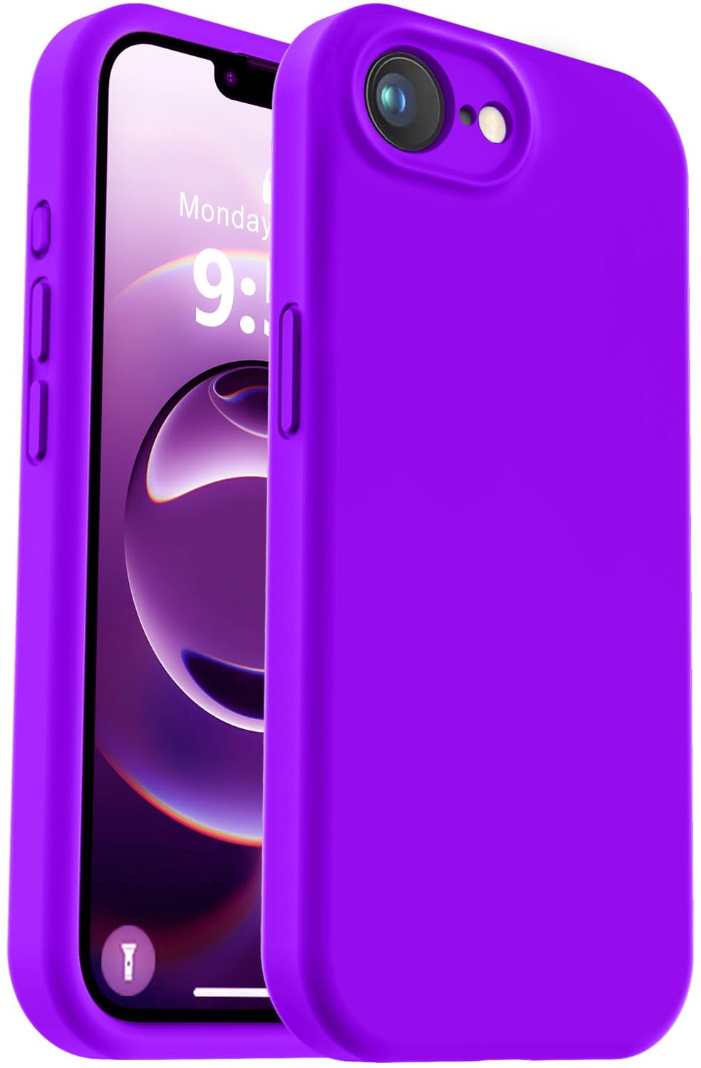 Photo 1 of Vooii Compatible with iPhone 16e Case, Liquid Silicone Upgrade [Camera Protection] [Soft Anti-Scratch Microfiber Lining] Shockproof Phone Case for iPhone 16e 6.1 inch - Neon Purple