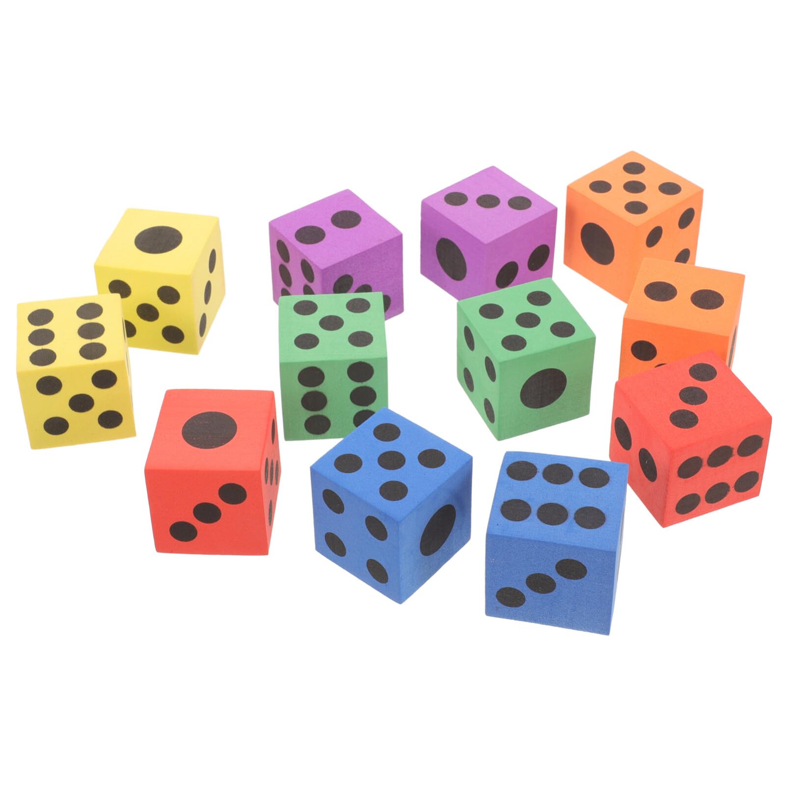Gatuida Foam Dice Set: 12pcs Soft Dices Smal Foam Dice Table Games Colourful Dot Dice Set Cubes Block Dice for Board Games Party Favors