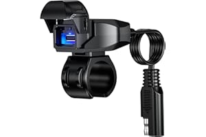Kewig Motorcycle USB Charger SAE to Type C 36W Adapter Waterproof Motorcycle Charger, DC 9V-24V Motorcycle Charger with LED Display & Automatically ON/Off Switch, 1.8M SAE Cable for GPS Camera