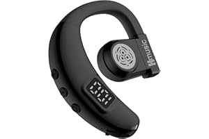 Hmusic I6 Bluetooth Earpiece, V5.4 Wireless Bluetooth Headset for Work, Single Ear Headset with Noise Cancelling Mic, 20H Playtime Power Display, 180° Rotatable Mono Headphone for Driving Phone Calls