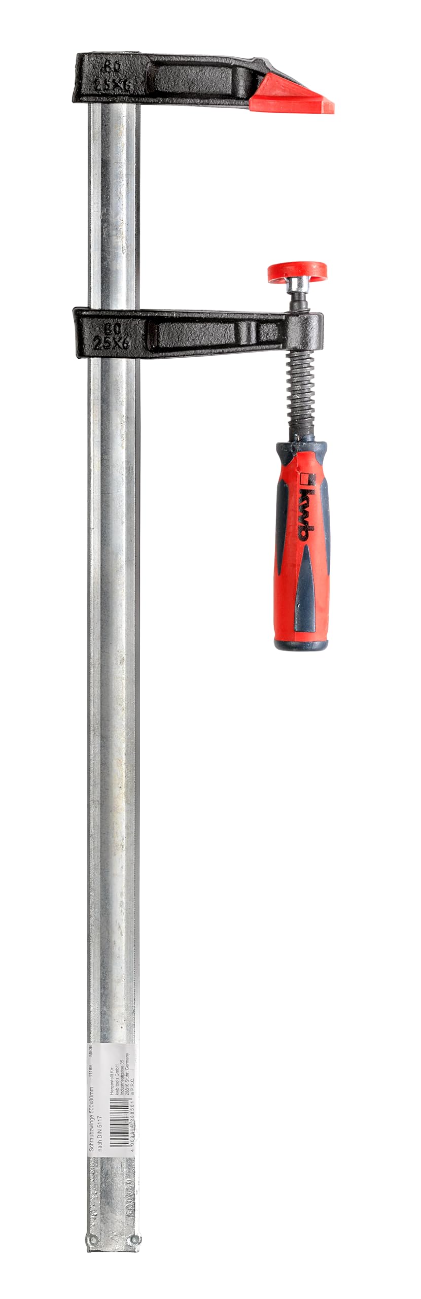 KWB Professional Screw CLAMP with 2-Component Handle 80x500 - HIGH-Pressure Fixation and Versatility