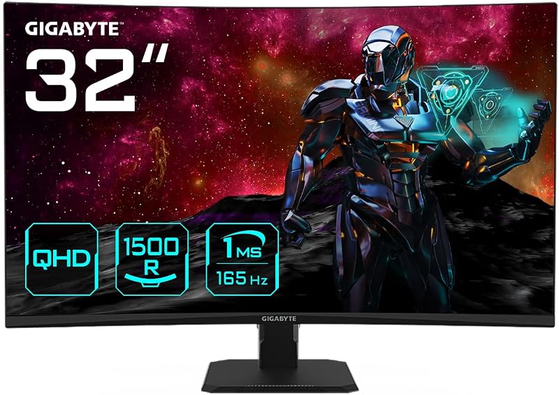 Gigabyte GS32QC 31.5" QHD Curved Gaming Monitor 165Hz 1ms FreeSync Premium HDR