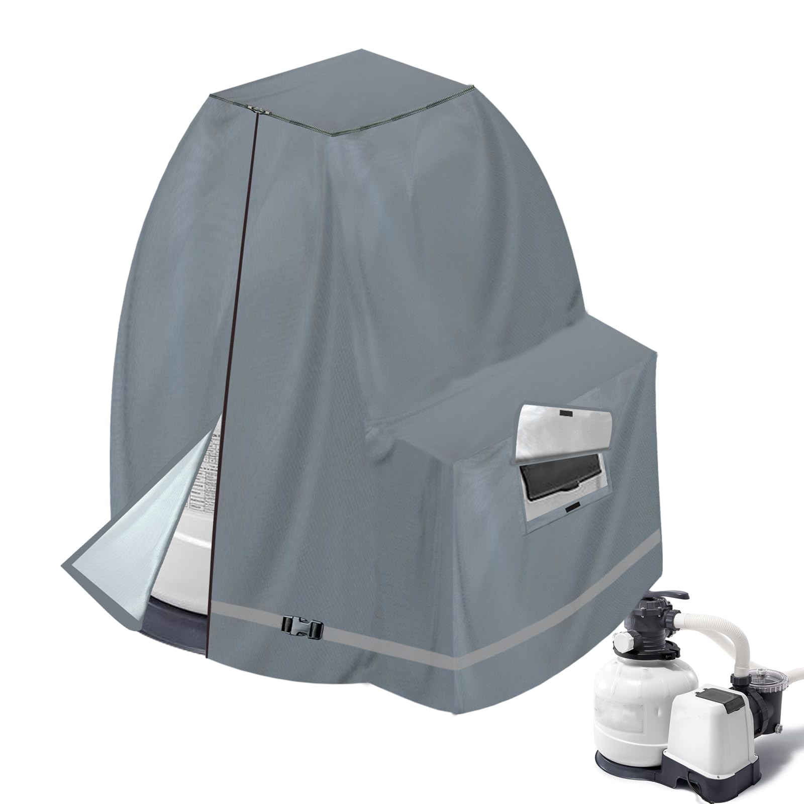 Photo 1 of XCZ Sand Filter Pump Cover for 12-16INTEX Crystal Clear Sand Filter Pumps, Waterproof and UV Resistant, Above-Ground Pool Pump Cover Also Available with its Model ?Grey only Cover