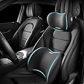 GDCARSL Car Headrest & Lumbar Support Cushion Kit, Ergonomic Car Seat Neck Pillow and Backseat Cushion for Driving Fatigue Relief, Driving Seat Memory Foam Neck Back Rest Pillows (Black)