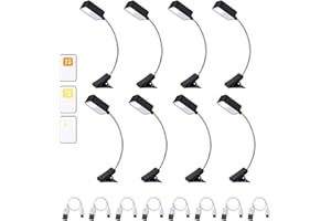 KunHe Rechargeable Book Lights Bulk Clip on Light for Reading at Night in Bed Stepless Dimming 3 Color Temperatures Stocking Stuffers for Kids,Book Lovers 8 Pack