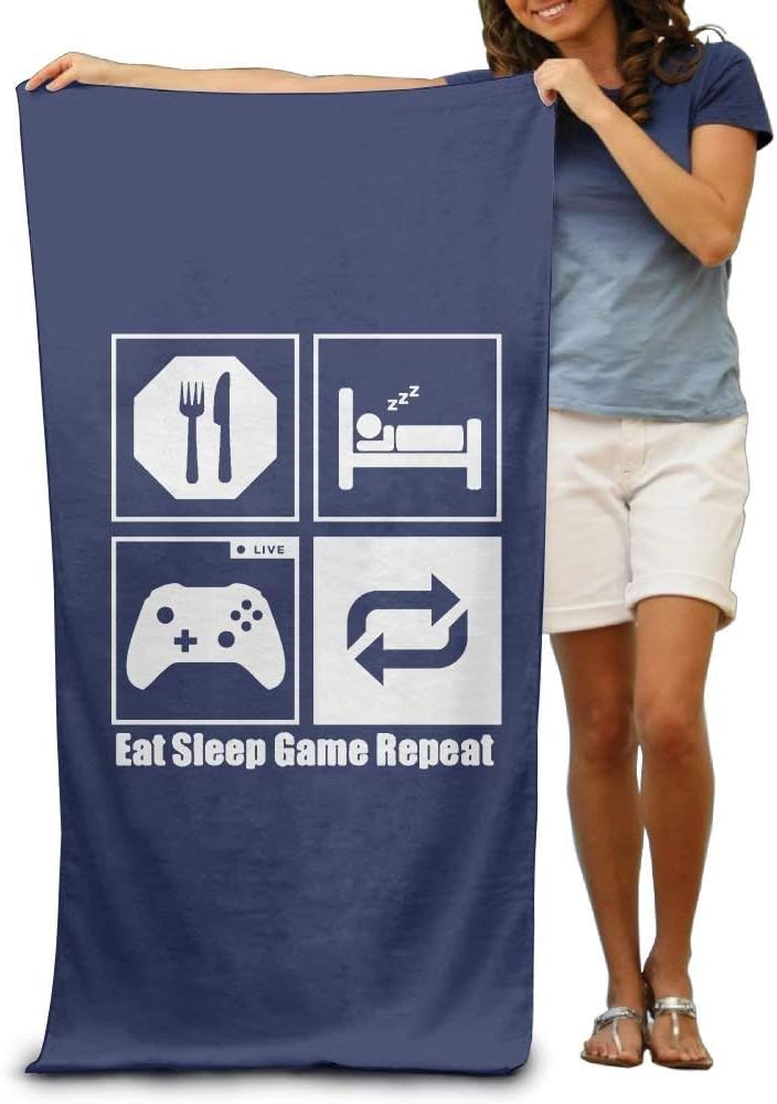 Daibing Eat Sleep Game Repeat Beach Towel Bath Towel 31" X 51"