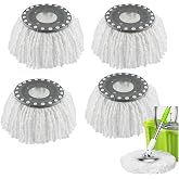 Spin Mop Heads Replacement for Old Hurricane Mr.Clean Round Microfibre | 4 Pack 360 Spin Magic Rotating,Universal Spin Mop Heads Clean Mop Head Refill for Standard Mops