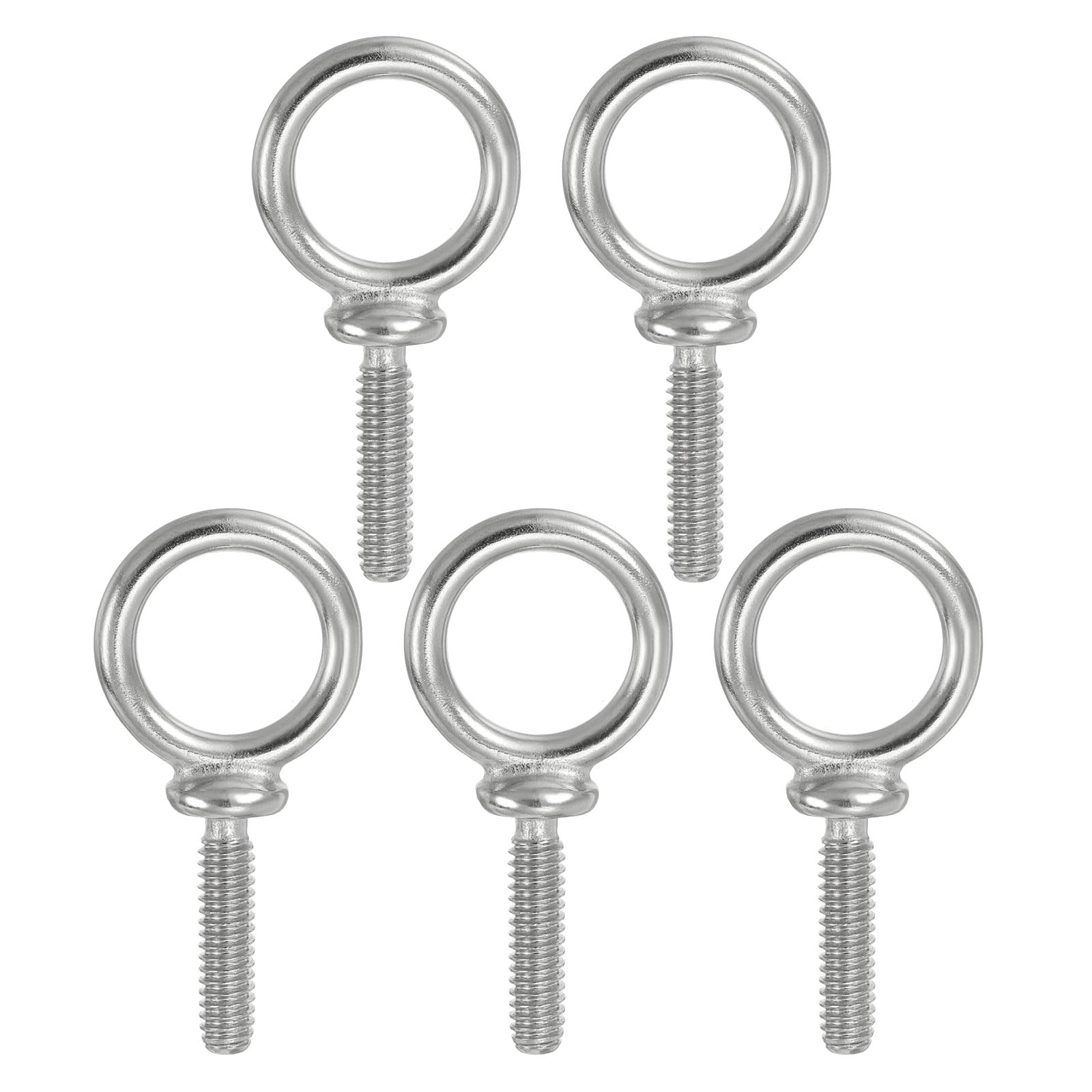 PATIKIL Lifting Eye Bolts UNC1/4"-20, 5 Pcs 304 Stainless Steel Marine Grade Machinery Shoulder Lifting Ring Threaded Eyebolt for Hanging Tie Down Strap, Silver