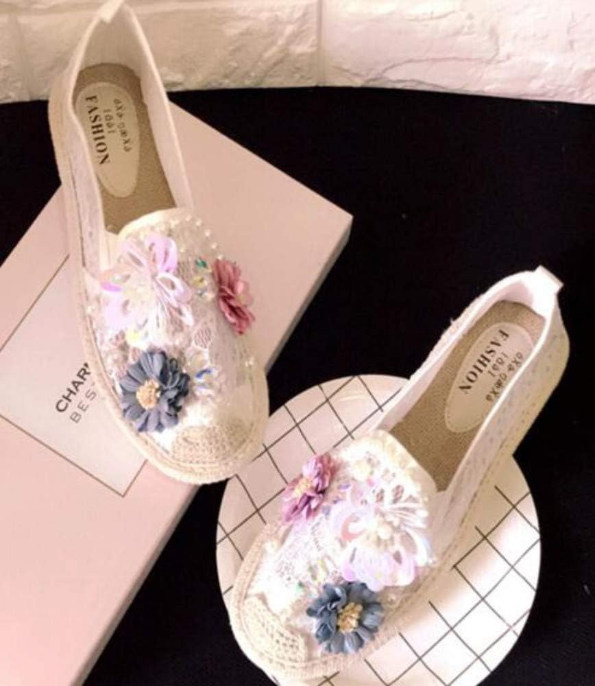 YOPAIYA Espadrilles Fisherman Shoes Camellia White Flat Fisherman Shoes Summer Lace Embroider Breathable Loafers Woman Pearl Cozy Slip On Shoes Handmade Flower Flats