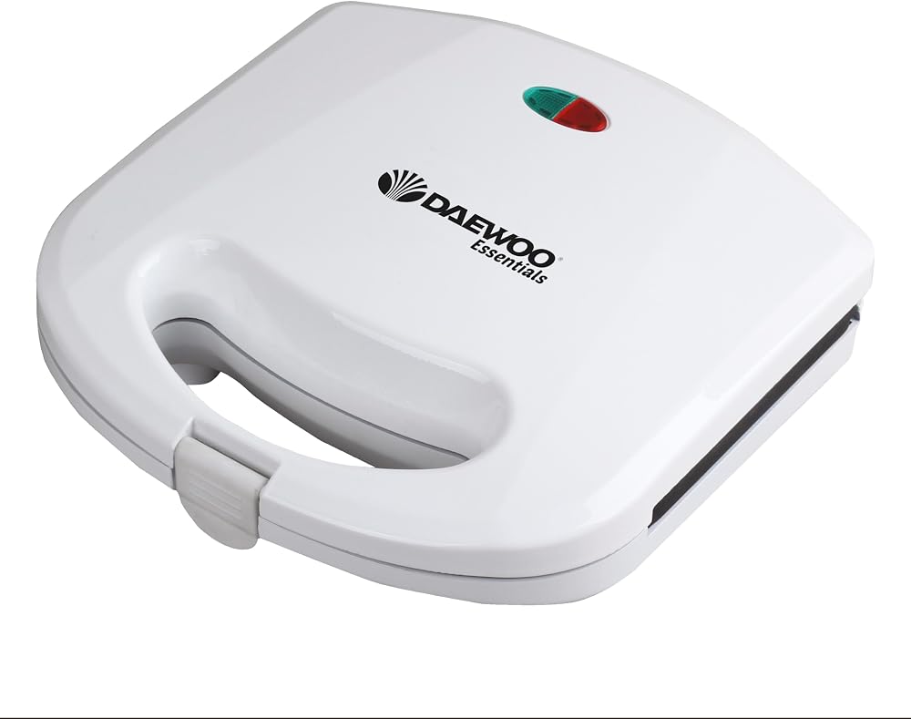 Daewoo Essentials 2 Slice Sandwich Toaster 750W Non-Stick Plates White