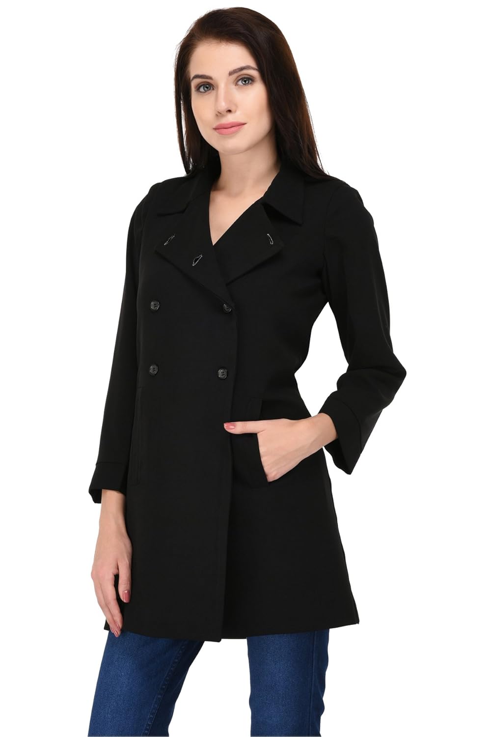 trendif women's black overcoat