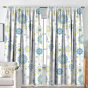 Juego de cortinas y cenefas de cocina amarillas y azules para