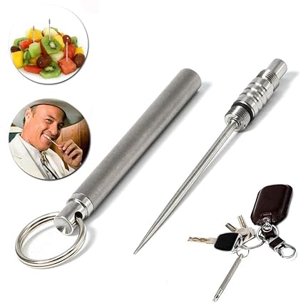 TAOtTAO EDC Titan Rostfreier Zahnstocher Obstgabel Hygiene Reisekit für den Überleben TC4 Ti NEU Zahnstocherhalter Obstgabel 