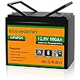 ECO-WORTHY 12V 100Ah LiFePO4 Lithium Battery, Bluetooth & Low-Temp Protection, Group 24 with 100A BMS, Up to 15000+ Deep Cycl