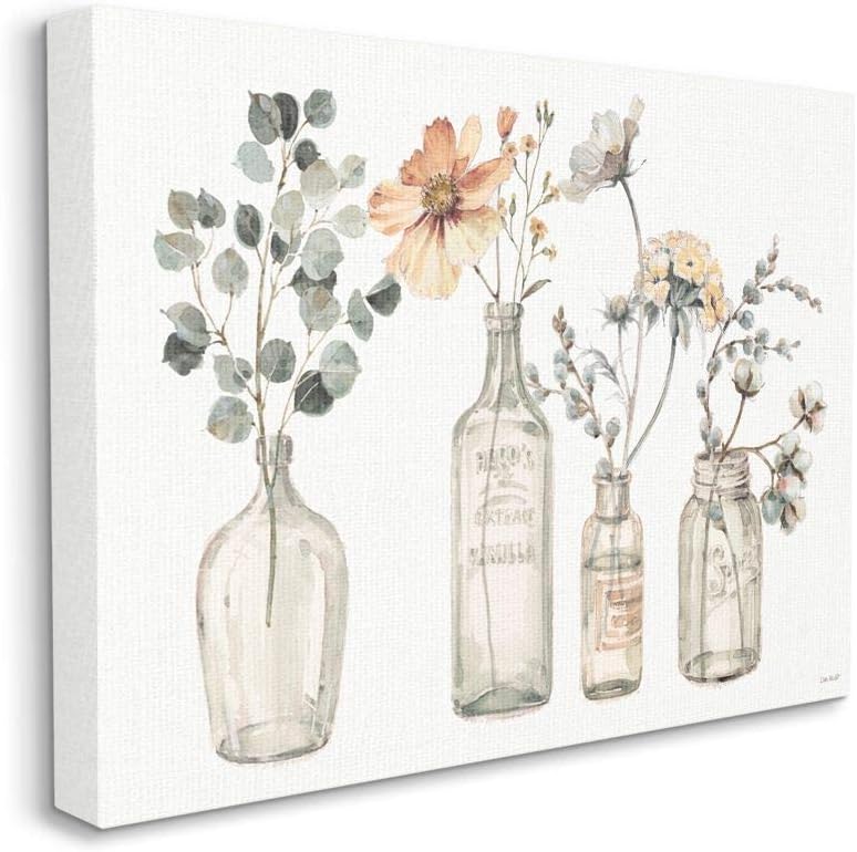 Paintings - Stupell Industries Antique Floral Bouquets Flowers Glass Jar Painting, Canvas, 24 x 30