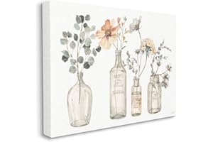 Stupell Industries Antique Floral Bouquets Flowers Glass Jar Painting, Canvas, 24 x 30
