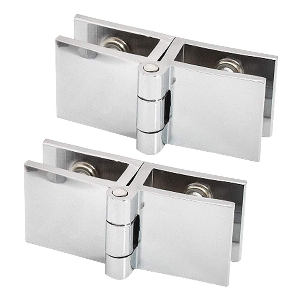 Zinc Hinge for 5-8mm Glass, Wall-to-Glass Clamps Cabinet Bathroom Bilateral Clip Fixing Clip Without Drilling (2PCS/180 Degree Bilateral)