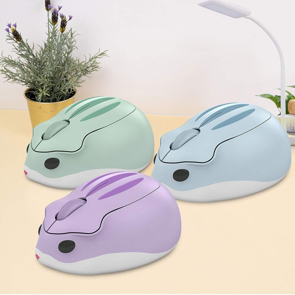 2.4GHz Wireless Cute Hamster Shape Less Noice Portable Mobile Optical 1200DPI USB Mice Cordless Mouse for PC Laptop Computer Notebook MacBook Kids Girl Gift (Purple)