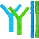 Sensory Chew Toys for Autistic Children 4 Pack, Silicone Teething Straws Toys for Autism, ADHD, SPD, Biting or Special Needs,