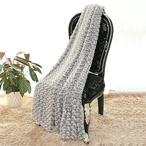 Simple&Opulence Super Soft Microfiber Stereo Rose Pattern Home Furnishing Throw Blanket 50''Ã—60'' (Grey)