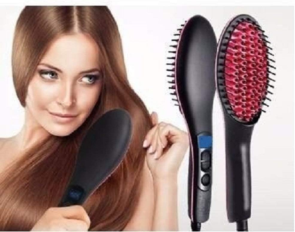 ELASHA Shree Krishna Women's 3 in1 Nano Straightener Electric Comb Hair Brushes with LCD Screen, Temperature Control Display