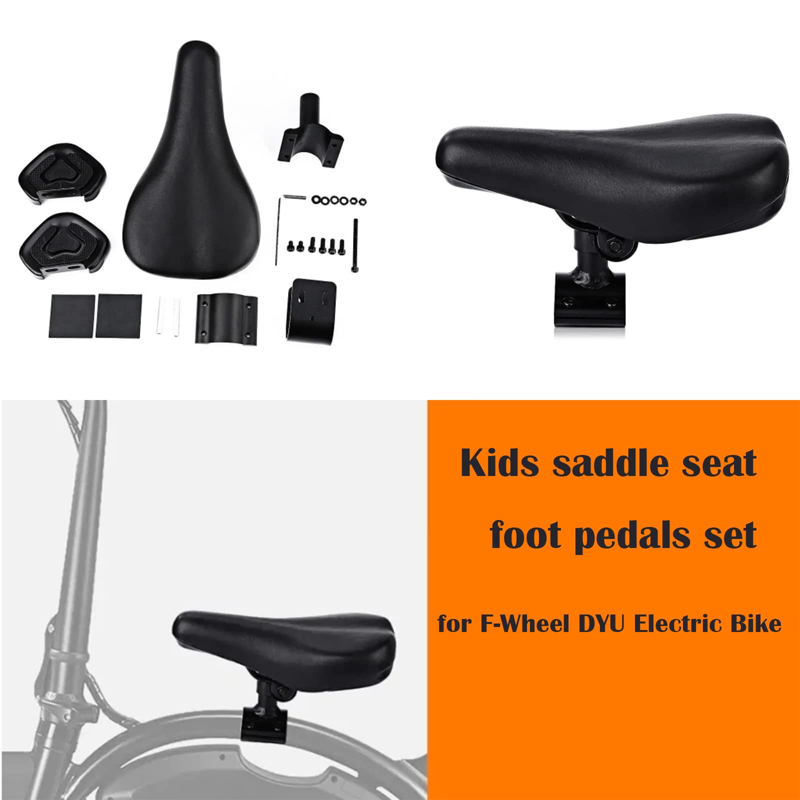 Set of Children Saddle Seat Foot Pedals Bicycle Saddle Children Ebike Seat for F - Wheel DYU Electric Bike