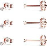EPIRORA Sterling Silver Stud Earrings for Women Men- 3 Pairs of Tiny Round Cubic Zirconia Earrings CZ Small Cartilage Tragus Earrings(2mm/3mm/4mm)