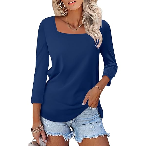 ORANDESIGNE Women's Color Block Tunic Top - Long Sleeve Loose Fit Casual Blouse