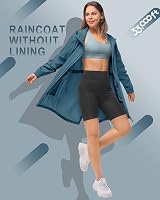 33,000ft Womens Rain Jacket Waterproof Packable Hooded Long Coat Moroccan Blue view 3