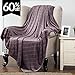 Luxury Fleece Throw Blanket Grayish Purple Checkered Pattern Embossed Flannel Bed Throws Twin Size , Fluffy and Soft, Warm Blanket Throw for Couch/Chair 60
