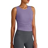 G4Free Skimetic Workout Tank Tops for Women Side Ruched Sleeveless High Neck Crop Top Summer Athletic Gym Shirts