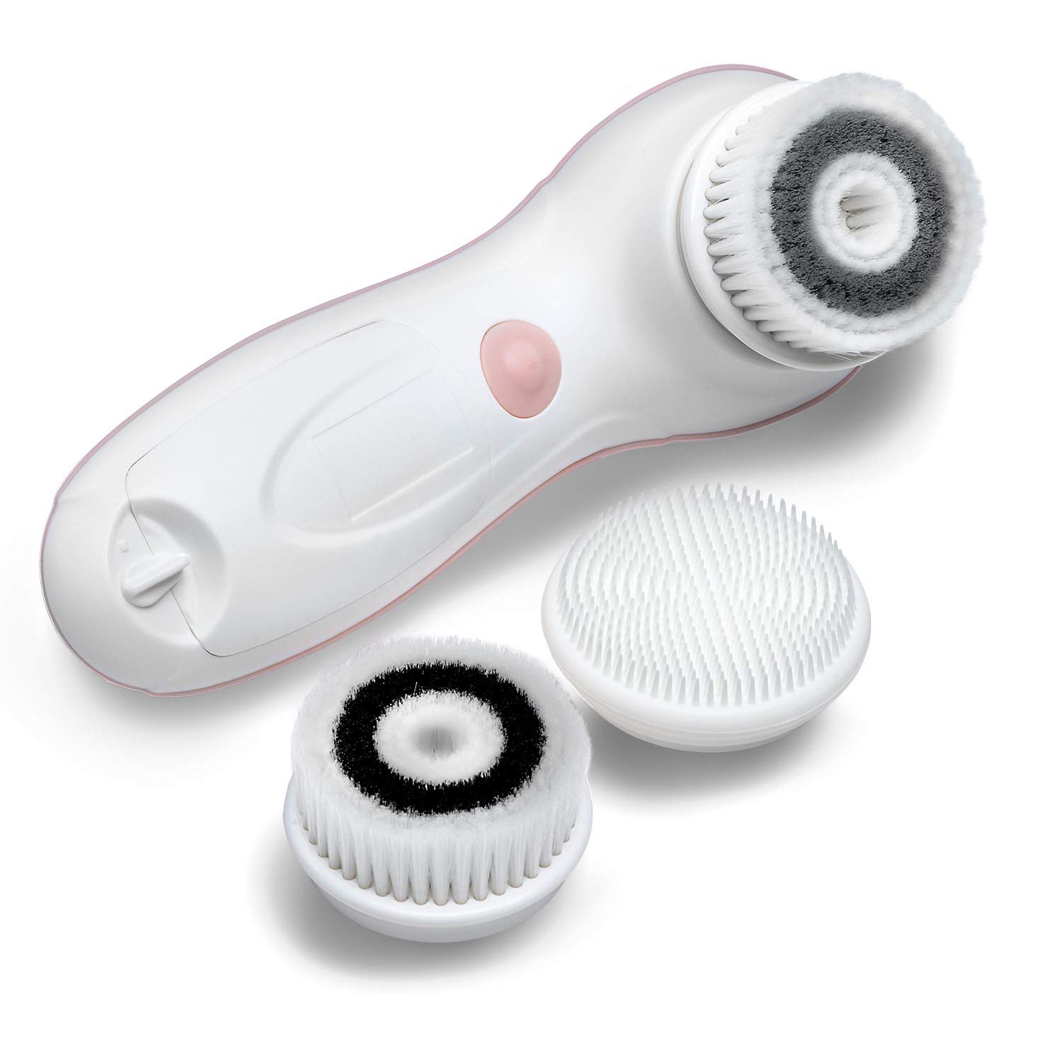 Waterproof Facial Cleansing Spin Brush Set with 3 Exfoliating Brush Heads - Complete Face Spa System by Fancii - Advanced Microdermabrasion for Gentle Exfoliation and Deep Scrubbing (Blush): Beauty