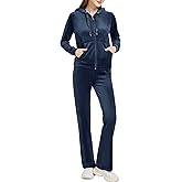 Woolicity Womens Sweatsuits Set Velour Tracksuit 2 Piece Outfits Set Zip Up Hoodies and Pants Sportswear Jogging Set