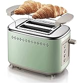 DHZYY 2 Slice Toaster,Toasters with 2 Wide Slots,6-Baked Mode,Compact Brushed Stainless Steel Toasters with Reheat Defrost Fu